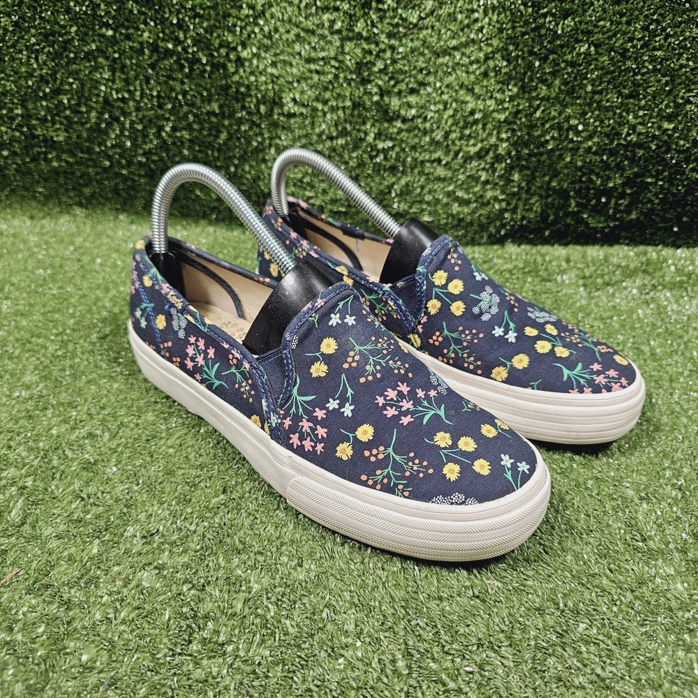 Keds x Rifle Paper Co Navy Floral Canvas Slip On Casual Sneakers Womens Size 8